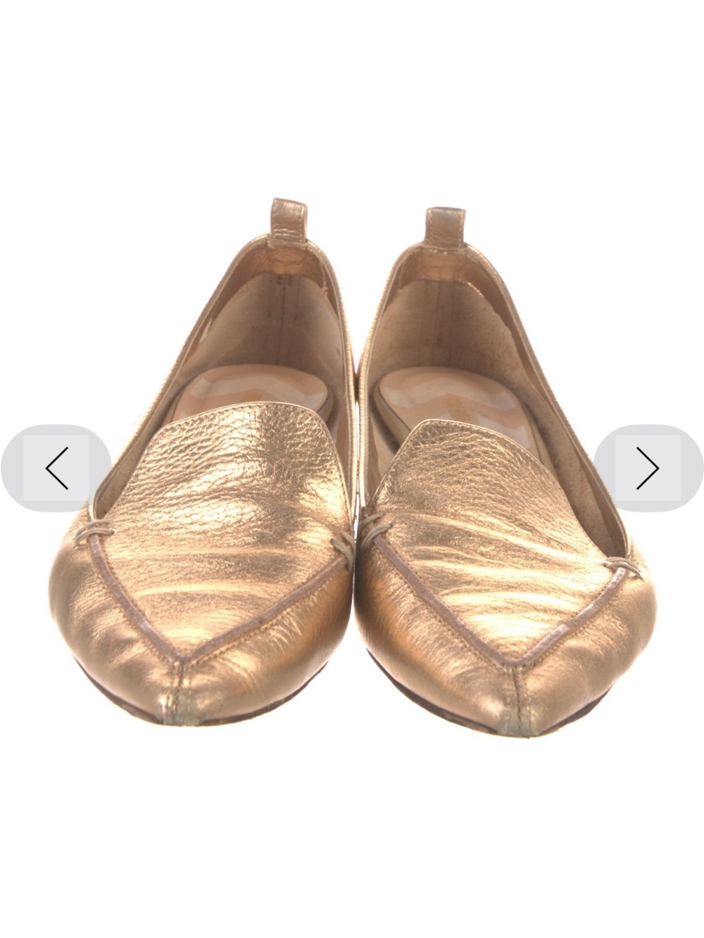 Nicholas Kirkwood Metallic Gold Pointed Slip-On Flats